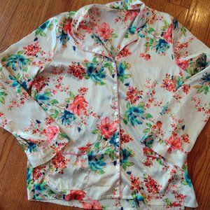 Victoria's Secret Satin Floral Pajama Top Medium Flaw